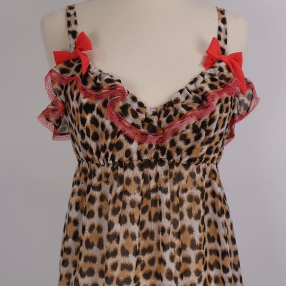 ❄ Flora Nikrooz NWOT Animal Print Lace Babydoll Nightgown Dress Negligee Teddy M - Picture 3 of 9